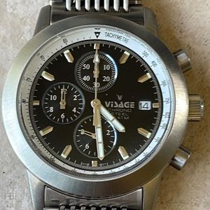 Visage men battery water resistant 10ATM chronograph stainless steel w/day